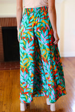 Load image into Gallery viewer, Summer Vibes Green &amp; Orange Abstract Print Smocked Palazzo Pants
