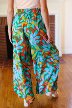 Load image into Gallery viewer, Summer Vibes Green &amp; Orange Abstract Print Smocked Palazzo Pants
