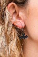 Load image into Gallery viewer, Black Bat Dangle Earrings
