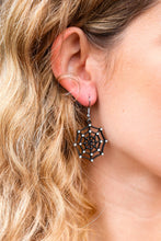 Load image into Gallery viewer, Black Spiderweb Rhinestone Dangle Earrings
