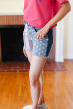 Load image into Gallery viewer, American Flag High Rise Frayed Hem Denim Shorts
