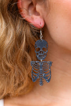 Load image into Gallery viewer, Black Skeleton Acrylic Drop Earrings
