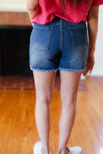 Load image into Gallery viewer, American Flag High Rise Frayed Hem Denim Shorts
