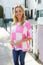 Load image into Gallery viewer, Dazzle In Pink &amp; White Checker Print Waffle Knit Top
