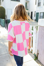 Load image into Gallery viewer, Dazzle In Pink &amp; White Checker Print Waffle Knit Top
