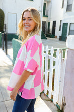 Load image into Gallery viewer, Dazzle In Pink &amp; White Checker Print Waffle Knit Top
