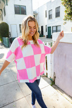 Load image into Gallery viewer, Dazzle In Pink &amp; White Checker Print Waffle Knit Top
