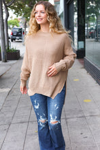 Load image into Gallery viewer, Autumn Vibes Taupe Asymmetrical Knit Sweater
