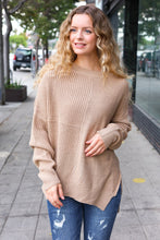 Load image into Gallery viewer, Autumn Vibes Taupe Asymmetrical Knit Sweater
