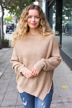 Load image into Gallery viewer, Autumn Vibes Taupe Asymmetrical Knit Sweater
