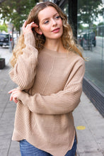 Load image into Gallery viewer, Autumn Vibes Taupe Asymmetrical Knit Sweater
