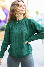 Load image into Gallery viewer, Holiday Green Mélange Round Neck Knit Sweater
