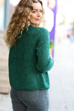 Load image into Gallery viewer, Holiday Green Mélange Round Neck Knit Sweater
