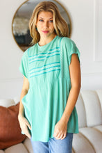 Load image into Gallery viewer, Mint Embroidered Woven Short Sleeve Dolman Top

