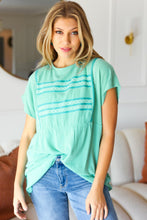 Load image into Gallery viewer, Mint Embroidered Woven Short Sleeve Dolman Top
