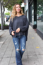 Load image into Gallery viewer, Casual Chic Charcoal V Neck Yoke Modal Knit Top
