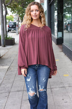 Load image into Gallery viewer, Casual Chic Wine V Neck Yoke Modal Knit Oversized Top
