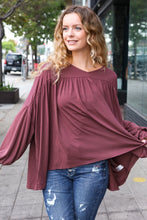 Load image into Gallery viewer, Casual Chic Wine V Neck Yoke Modal Knit Oversized Top
