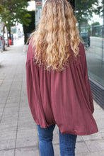 Load image into Gallery viewer, Casual Chic Wine V Neck Yoke Modal Knit Oversized Top
