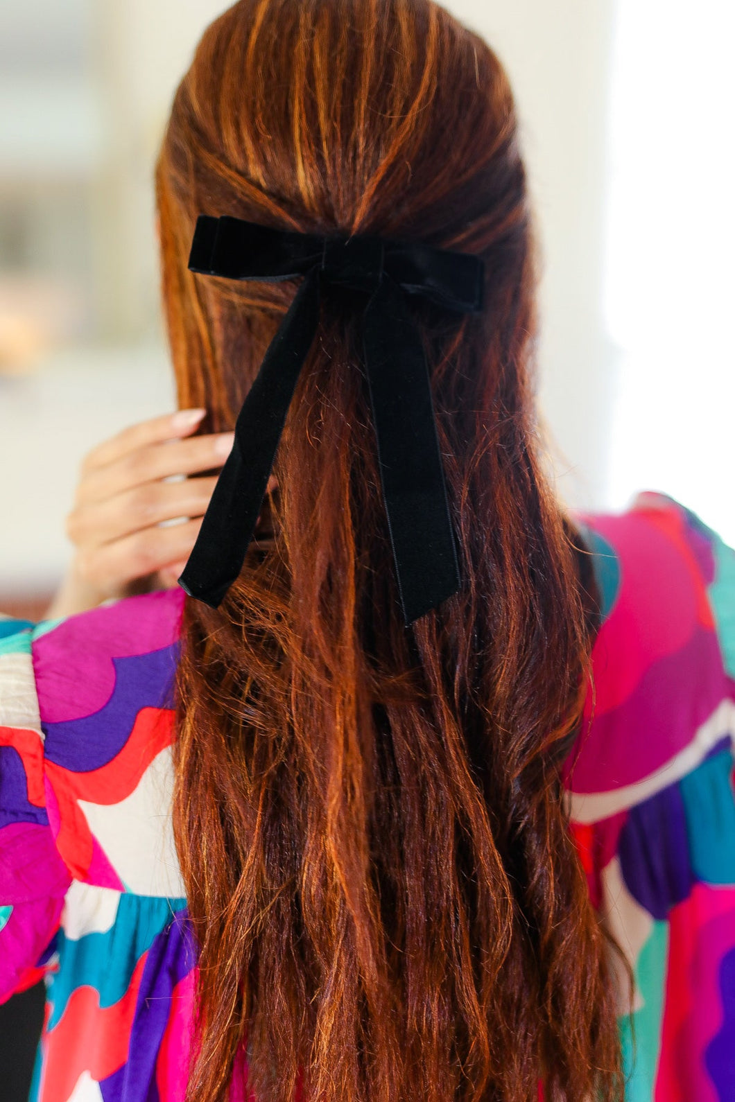 Black Velvet Clip-On Double Bow