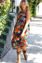 Load image into Gallery viewer, Teal &amp; Maroon Flat Floral  Fit and Flare Sleeveless Maxi Dress
