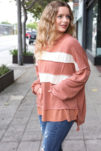 Load image into Gallery viewer, Feeling Playful Rust Stripe Color Block French Terry Hoodie
