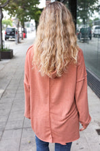 Load image into Gallery viewer, Feeling Playful Rust Stripe Color Block French Terry Hoodie
