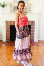 Load image into Gallery viewer, Vacay Vibes Orange Floral Smocked Tube Top Tiered Maxi Dress
