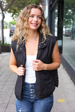 Load image into Gallery viewer, Weekend Ready Black Snap Button Quilted Puffer Vest
