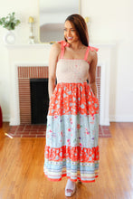 Load image into Gallery viewer, Vacay Vibes Taupe Floral Smocked Tube Top Tiered Maxi Dress
