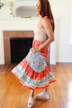 Load image into Gallery viewer, Vacay Vibes Taupe Floral Smocked Tube Top Tiered Maxi Dress
