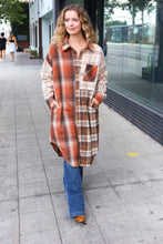 Load image into Gallery viewer, Stand Out Rust &amp; Taupe Color Block Plaid Longline Shacket
