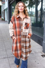 Load image into Gallery viewer, Stand Out Rust &amp; Taupe Color Block Plaid Longline Shacket
