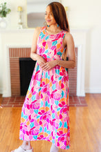 Load image into Gallery viewer, Hello Beautiful Fuchsia Abstract Floral Fit &amp; Flare Maxi Dress
