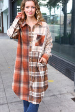 Load image into Gallery viewer, Stand Out Rust &amp; Taupe Color Block Plaid Longline Shacket
