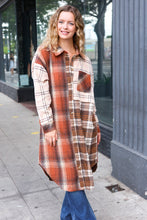 Load image into Gallery viewer, Stand Out Rust &amp; Taupe Color Block Plaid Longline Shacket
