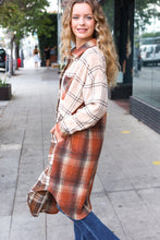 Load image into Gallery viewer, Stand Out Rust &amp; Taupe Color Block Plaid Longline Shacket
