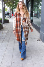 Load image into Gallery viewer, Stand Out Rust &amp; Taupe Color Block Plaid Longline Shacket
