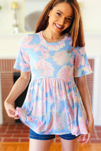 Load image into Gallery viewer, Seize The Day Blue &amp; Pink Babydoll Ruffle Sleeve Top
