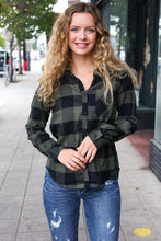 Load image into Gallery viewer, Casual Chic Army Green Plaid Button Down Long Sleeve Top
