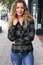 Load image into Gallery viewer, Casual Chic Army Green Plaid Button Down Long Sleeve Top
