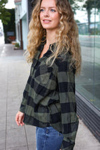 Load image into Gallery viewer, Casual Chic Army Green Plaid Button Down Long Sleeve Top
