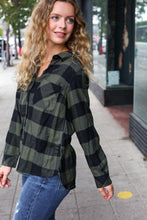 Load image into Gallery viewer, Casual Chic Army Green Plaid Button Down Long Sleeve Top
