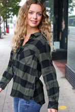 Load image into Gallery viewer, Casual Chic Army Green Plaid Button Down Long Sleeve Top
