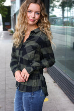 Load image into Gallery viewer, Casual Chic Army Green Plaid Button Down Long Sleeve Top
