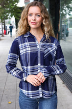 Load image into Gallery viewer, Casual Chic Blue Plaid Button Down Long Sleeve Top
