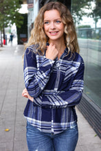 Load image into Gallery viewer, Casual Chic Blue Plaid Button Down Long Sleeve Top
