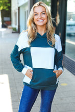 Load image into Gallery viewer, Adorable In Hunter Green Color Block Check Print Terry Hoodie
