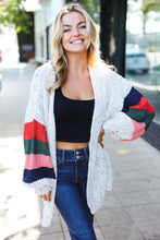 Load image into Gallery viewer, Weekend Ready Ivory Multicolor Mixed Thread Bubble Sleeve Cardigan
