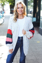 Load image into Gallery viewer, Weekend Ready Ivory Multicolor Mixed Thread Bubble Sleeve Cardigan
